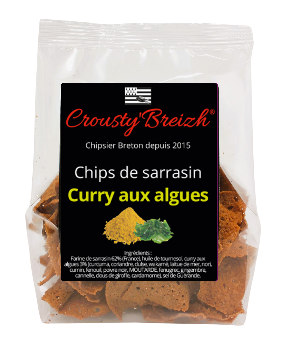 Chips de sarrasin Curry aux Algues 100g LOT DE 3 SACHETS