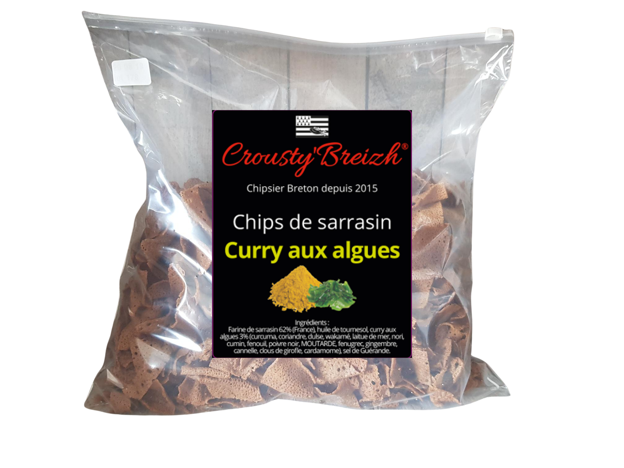 Chips de sarrasin CURRY AUX ALGUES VRAC 1kg - Crousty'Breizh