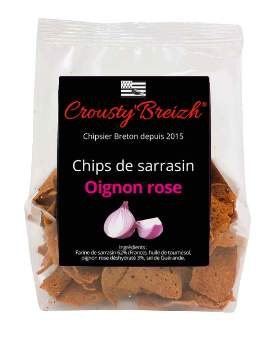 Chips de sarrasin Oignon rose 100g LOT DE 3 SACHETS - Crousty'Breizh