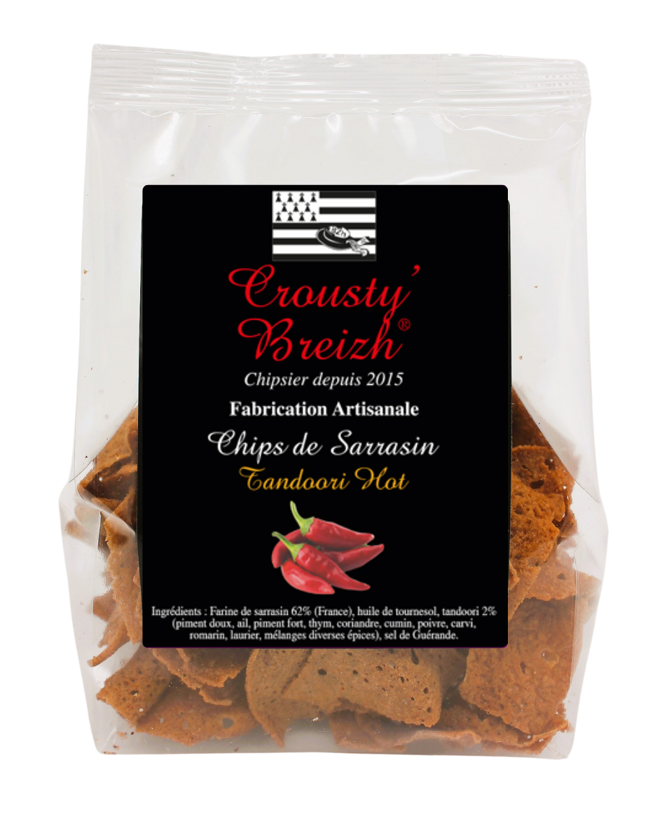Chips de sarrasin Tandoori HOT 100g LOT DE 3 SACHETS - Crousty'Breizh
