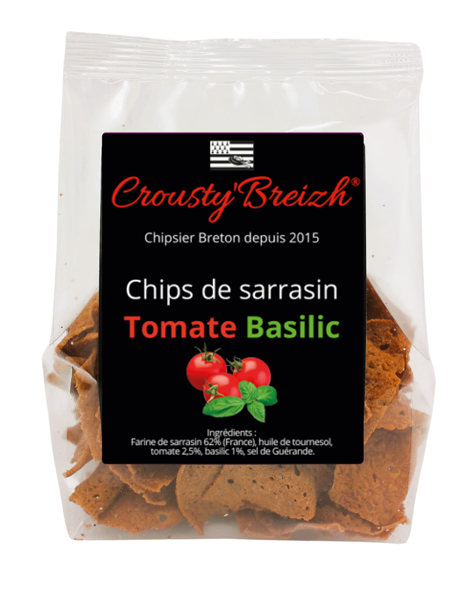 Chips de sarrasin Tomate Basilic 100g LOT DE 3 SACHETS - Crousty'Breizh