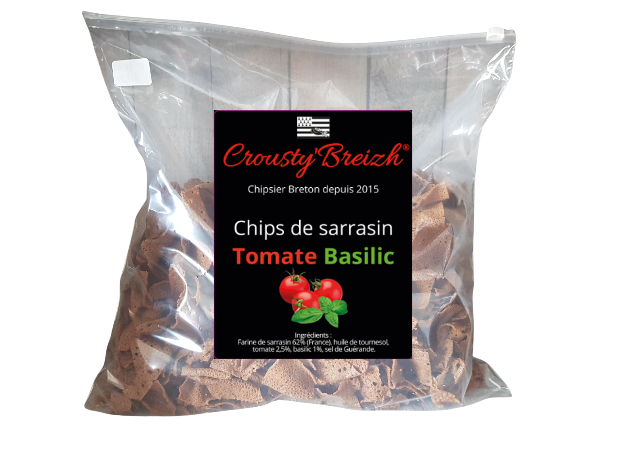 Chips de sarrasin TOMATE BASILIC VRAC 1kg - Crousty'Breizh